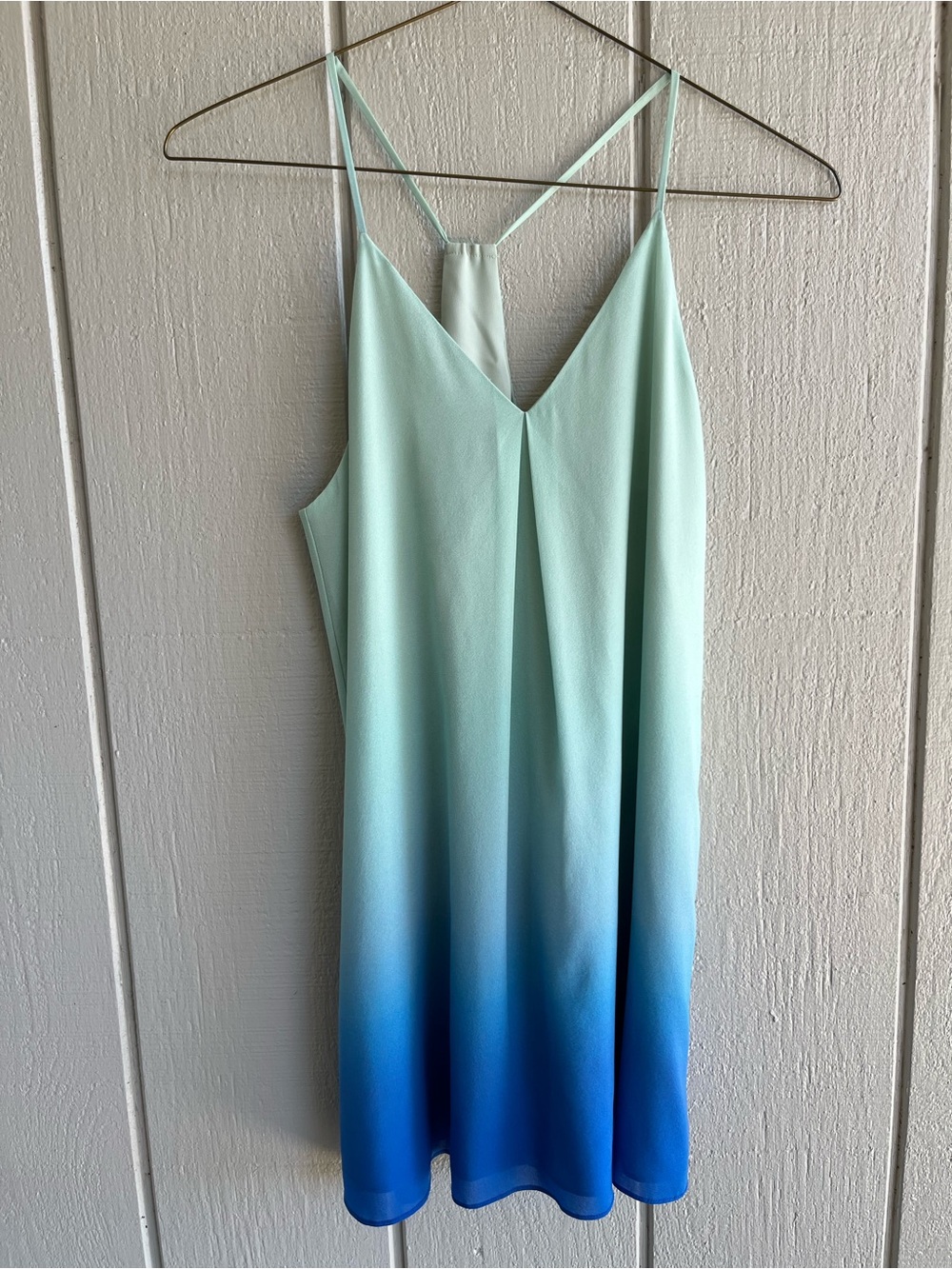 Alice + Olivia Silk Georgette Mini Slip Dress in Blue Ombré Size XS